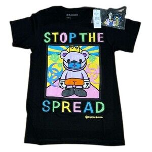 Reason Stop the Spread Men's Graphic Short Sleeve T-Shirt size Small black D67